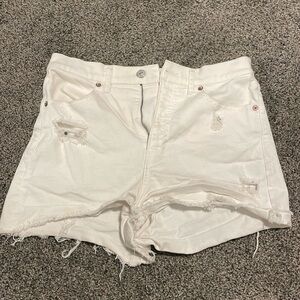 Express shorts. White super high rise mom shorts.